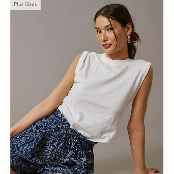 anthropologie Pilcro roll-sleeve tank 1X - Picture 5 of 5